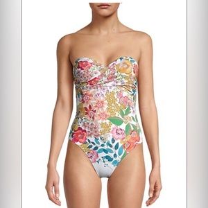 Johnny Was Floral Twist Bra One-Piece Swimsuit